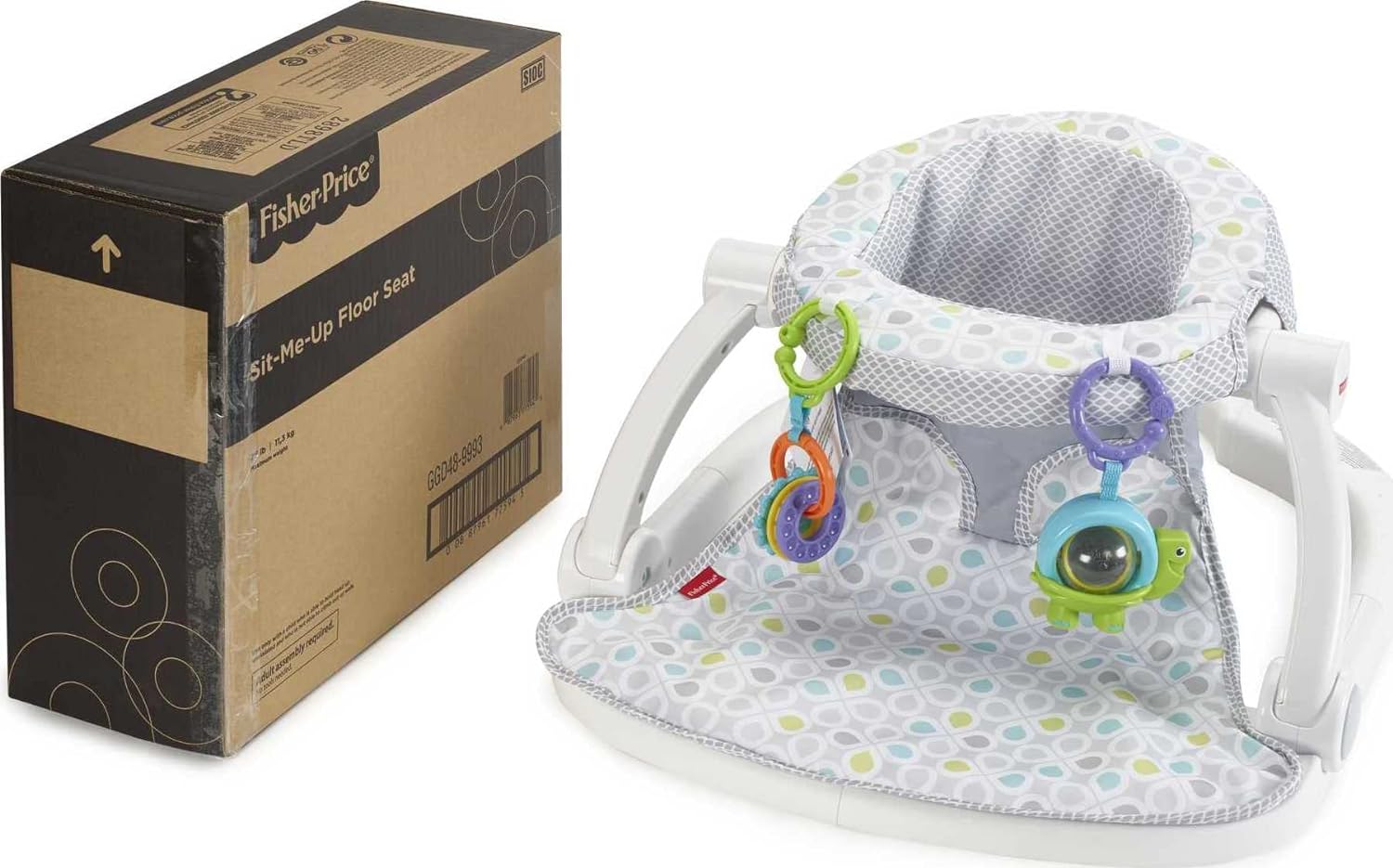 Fisher-Price Portable Baby Chair, Sit-Me-Up Floor Seat with 2 Removable Toys & Washable Seat Pad, Honeycomb [ Exclusive] - Image 2
